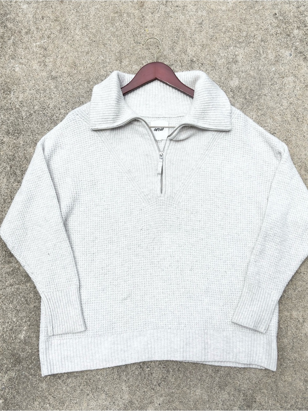 AERIE Oversized Half-Zip Ribbed Collar Sweater